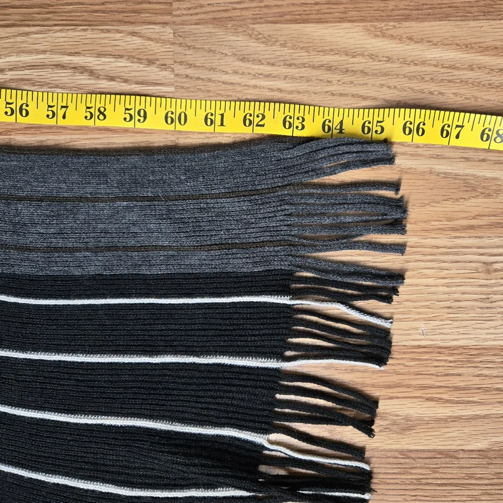 Chic Black, Gray, and White Striped Knit Scarf
